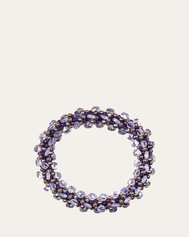 14K Yellow Gold Amethyst and Zircon Bracelet